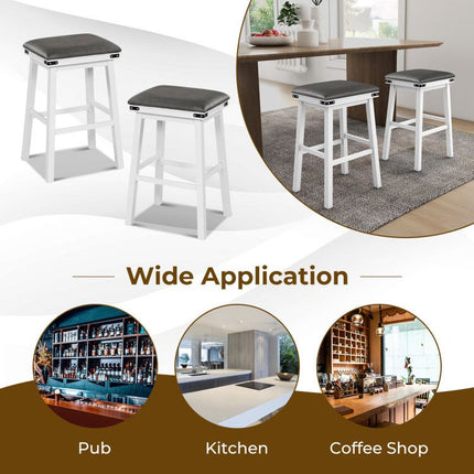 Set of 2 24/30 Inch Dining Bar Stool with Acacia Wood Frame