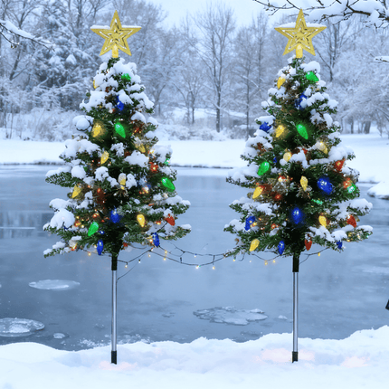 Christmas Tree Lights Solar Powered 2 Pack - 37.4in 100 LEDs 8 Modes,