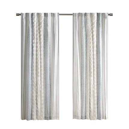 Cotton Printed Curtain Panel with Chenille Stripe and Lining