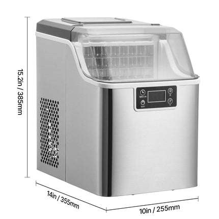 Countertop Ice Maker, 24 Cubes Ready in 15 Mins, 45lbs in 24Hrs,