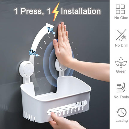 Plastic Shower Caddy Suction Cup Shower Organizer Basket Bath Shelf,