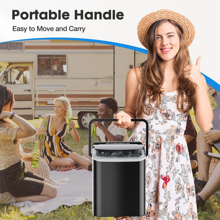 Countertop Ice Maker with Handle, 26lbs/24H Portable Ice Machine, 9
