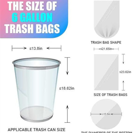 300 Count 6 Gallon Trash Bags - 22 Liter Colored Medium Garbage Bags