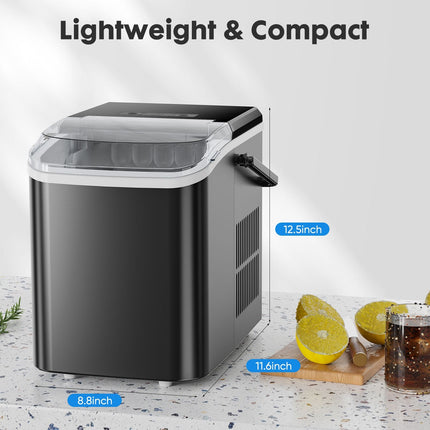Countertop Ice Maker with Handle, 26lbs/24H Portable Ice Machine, 9