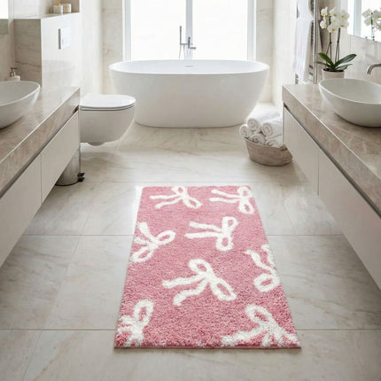 Bow Coquette Cute Bath Mat (20 X 32 Inch) – Non-Slip Absorbent