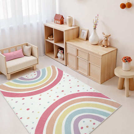Washable Rainbow Rug for Girl Nursery, Small Rug 3X 5 Colorful Area