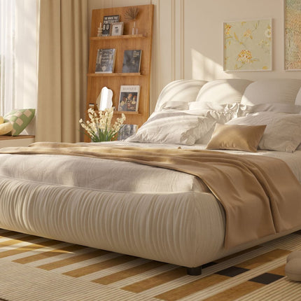 King Size Luxury Upholstered Platform Bed with Oversized Padded
