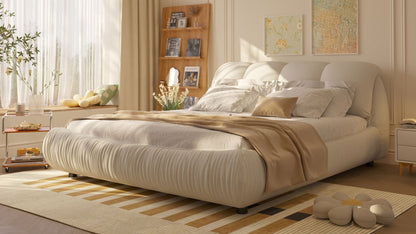 King Size Luxury Upholstered Platform Bed with Oversized Padded