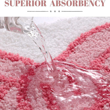 Pink Bow Bathroom Rug, 19.6" x 31.5" Irregular Rug, Fluffy Bath Mat,