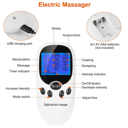 Electric Muscle Stimulator Dual Channels Pulse Massager Pain Relief