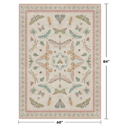Washable 5x7FT Light Pink Rug for Bedroom - Pink Boho Girl Nursery