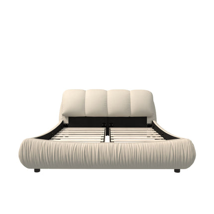 King Size Luxury Upholstered Platform Bed with Oversized Padded