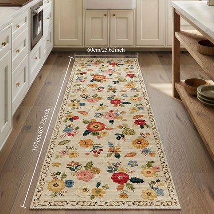 Washable Small Entryway Area Rugs: 2'x3' Floral Rug Non Slip Door Mat