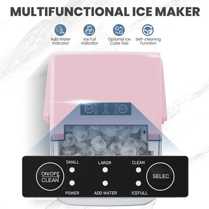 Countertop Ice Maker with Handle, 26lbs/24H Portable Ice Machine, 9