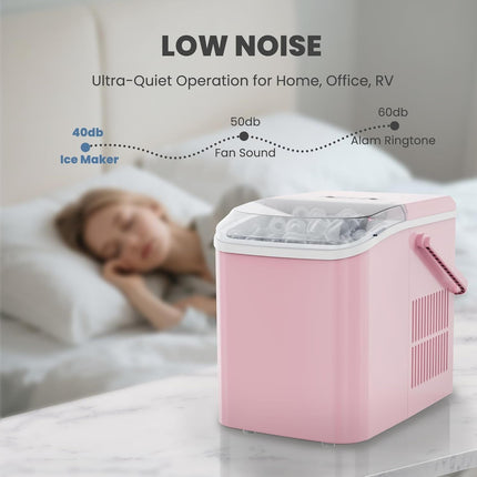 Countertop Ice Maker with Handle, 26lbs/24H Portable Ice Machine, 9