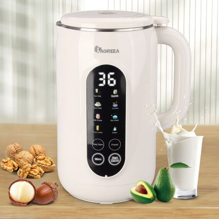 IAGREEA 8 in 1 Nut Milk Maker Machine Stainless Steel Lid BPA Free for