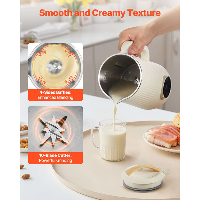 8-in-1 Nut Milk Maker, 34 oz Soy Milk Maker with 180W Blending, for
