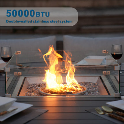 Direct Wicker Outdoor Rattan 50,000BTU Propane Gas Fire Pit Table