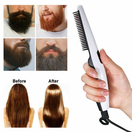 Fast Heated Electric Straight Hair Comb Beard Straightner Brush Styler