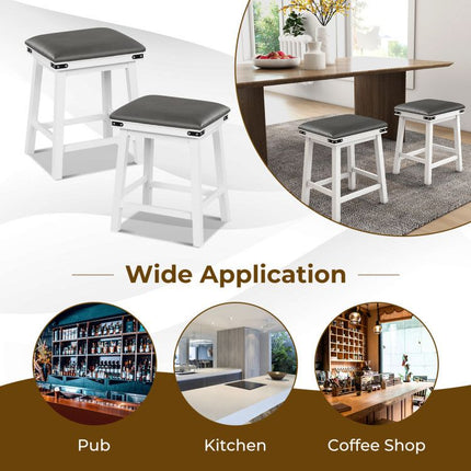 Set of 2 24/30 Inch Dining Bar Stool with Acacia Wood Frame