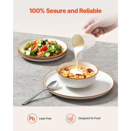 Dinnerware Set, Service for 6 (18 PCS), Round Plates and Bowls Sets,