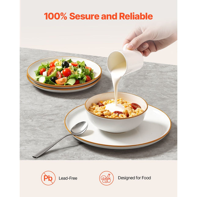 Dinnerware Set, Service for 6 (18 PCS), Round Plates and Bowls Sets,