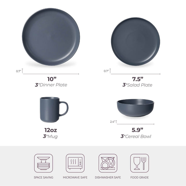 12-Piece Stoneware Dinnerware Sets with Mugs | Microwave & Dishwasher