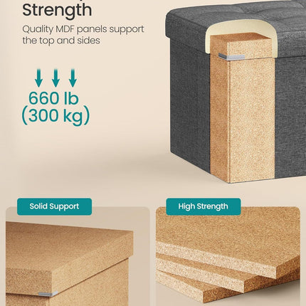43 Inches Folding Storage Ottoman Bench, Ottoman Foot Rest, End of Bed