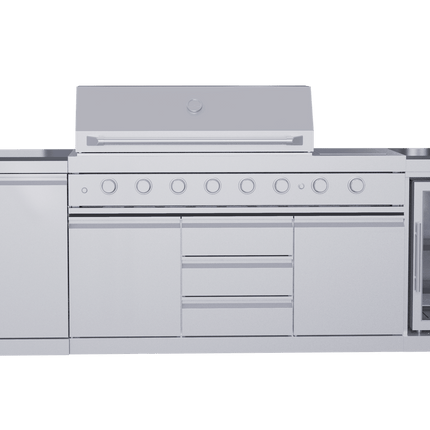 Large 8-Burner Outdoor BBQ Grill, 304 Food-Grade Stainless Steel,