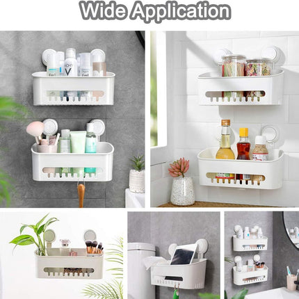 Plastic Shower Caddy Suction Cup Shower Organizer Basket Bath Shelf,
