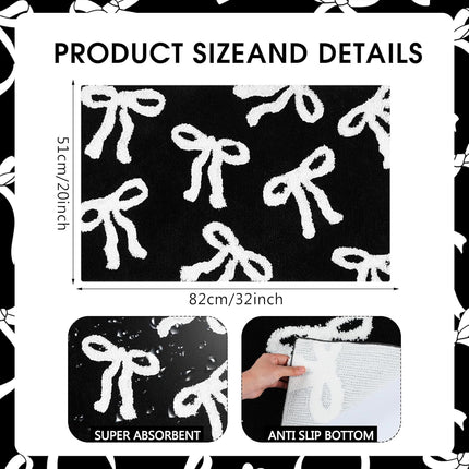 Bow Coquette Cute Bath Mat (20 X 32 Inch) – Non-Slip Absorbent
