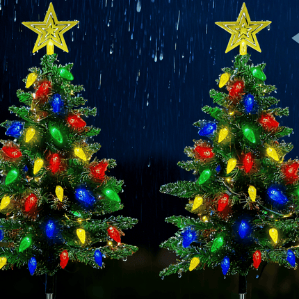 Christmas Tree Lights Solar Powered 2 Pack - 37.4in 100 LEDs 8 Modes,