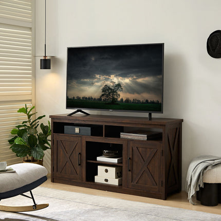 Farmhouse Barn door TV Media Stand Modern Entertainment Console for TV