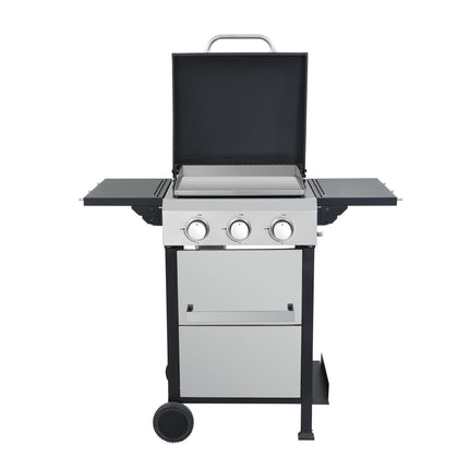 3-Burner Propane Gas BBQ Grill, SS Plancha, 36900BTU Output With Wire