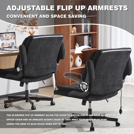 Ergonomic Office Chair with 2-in-1 Flip-Up Back, 25" Wide Seat, Airbag