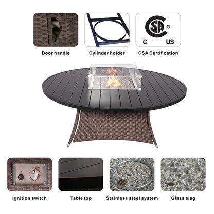 Direct Wicker Outdoor Rattan 50,000BTU Propane Gas Fire Pit Table