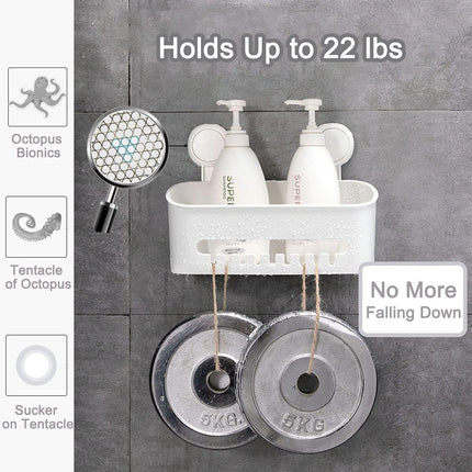 Plastic Shower Caddy Suction Cup Shower Organizer Basket Bath Shelf,