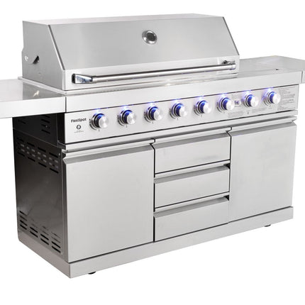 Large 8-Burner Outdoor BBQ Grill, 304 Food-Grade Stainless Steel,