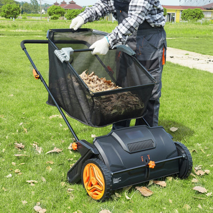 Push Lawn Sweeper, 21inch Leaf & Grass Collector, Strong Plastic
