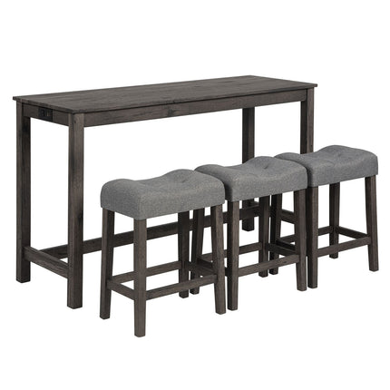 4 Piece Bar Table Set with Power Outlet,Bar Table Set with Chairs,Sofa