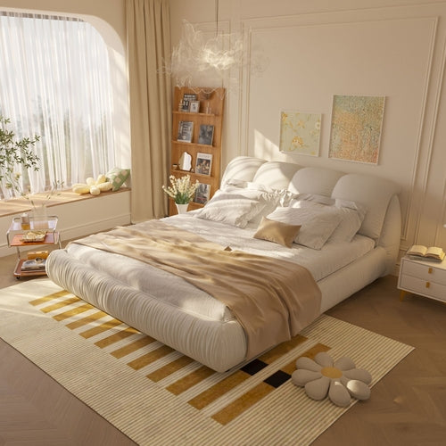 King Size Luxury Upholstered Platform Bed with Oversized Padded