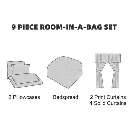 9 Piece Soft All-Season Washed Microfiber Cover Set ,