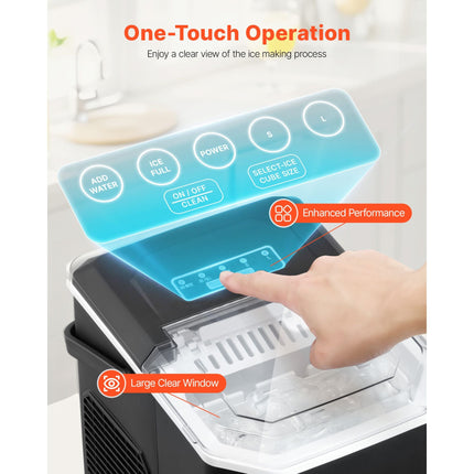 Countertop Ice Maker, 9 Cubes Ready in 6 Mins, 26lbs in 24Hrs,