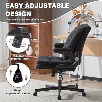 Ergonomic Office Chair with 2-in-1 Flip-Up Back, 25" Wide Seat, Airbag