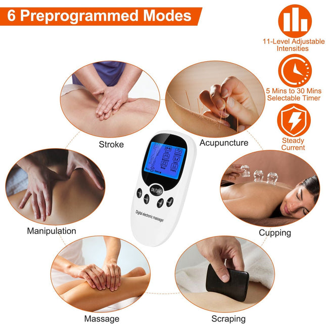 Electric Muscle Stimulator Dual Channels Pulse Massager Pain Relief
