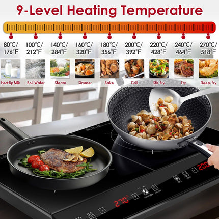 4000W Induction Cooktop Portable Double Induction Cooker Electric Dual