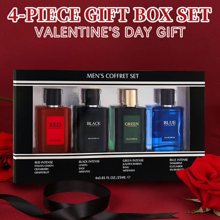 4-Piece Set, Men's Eau De Toilette Spray Gift Box, Long Lasting