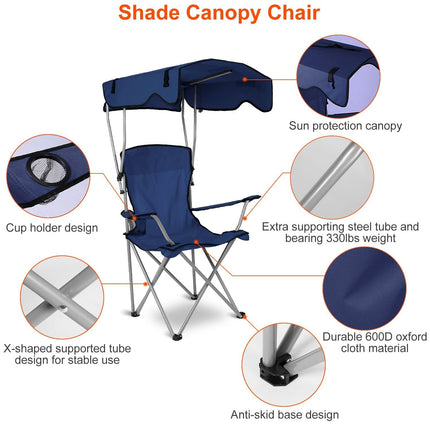Foldable Beach Canopy Chair Sun Protection Camping Lawn Canopy Chair