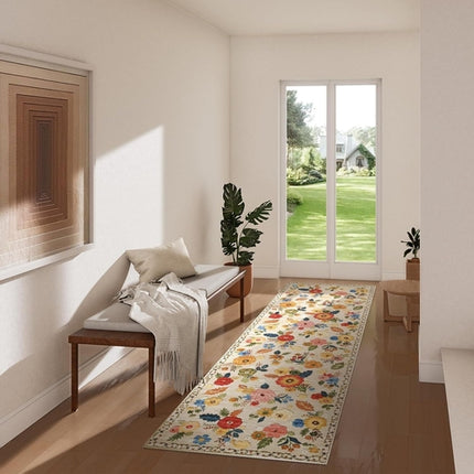 Washable Small Entryway Area Rugs: 2'x3' Floral Rug Non Slip Door Mat