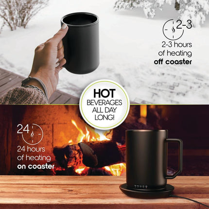12oz. Stainless Steel Self Heating Coffee Mug with Lid, 3.5" x 3.5" x